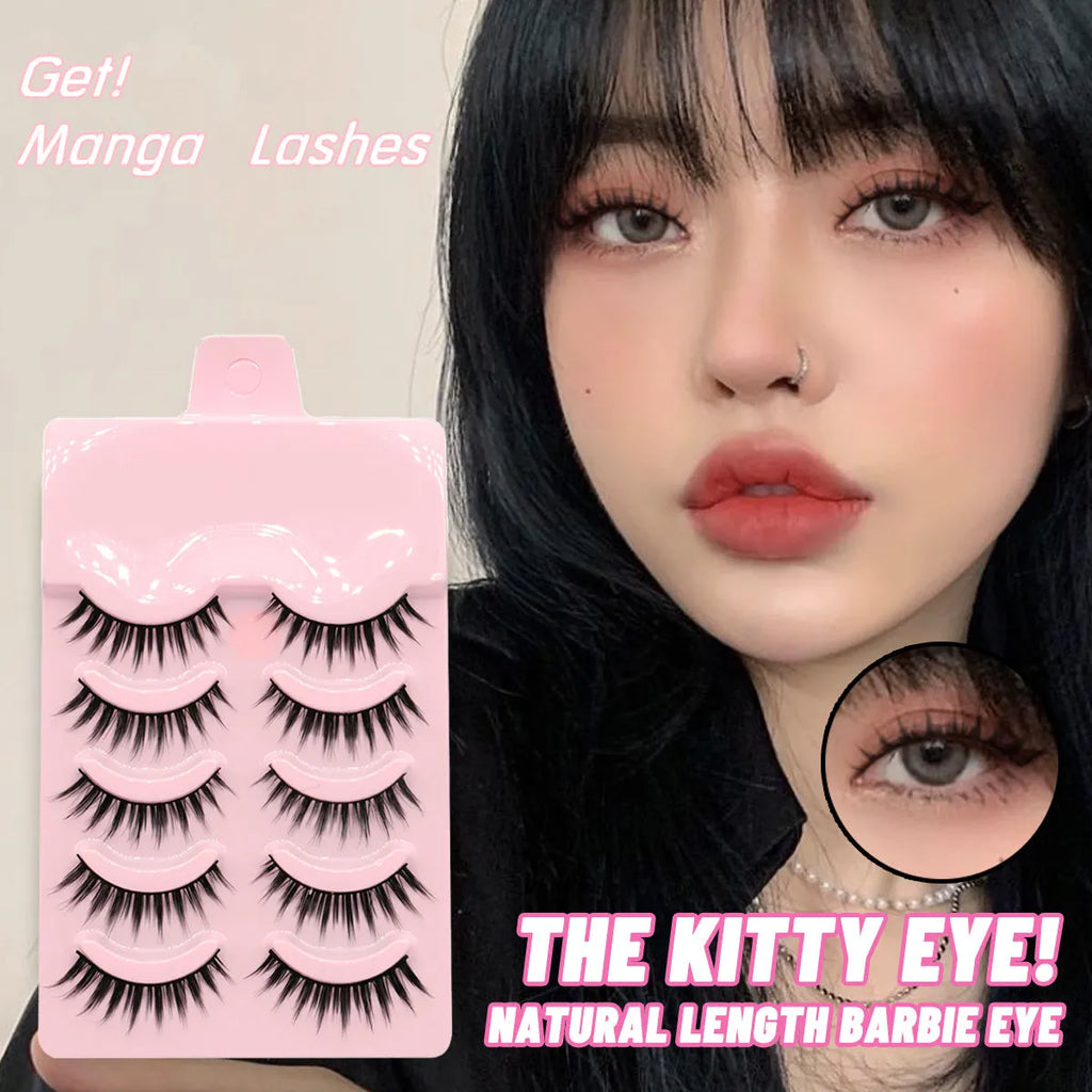 Set of 15 pairs of natural wispy false eyelashes for manga cosplay and Korean makeup styles 007 008 009