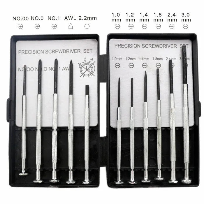 TH-6177 11-piece clock screw toolkit with various screwdriver heads for electronics and household use