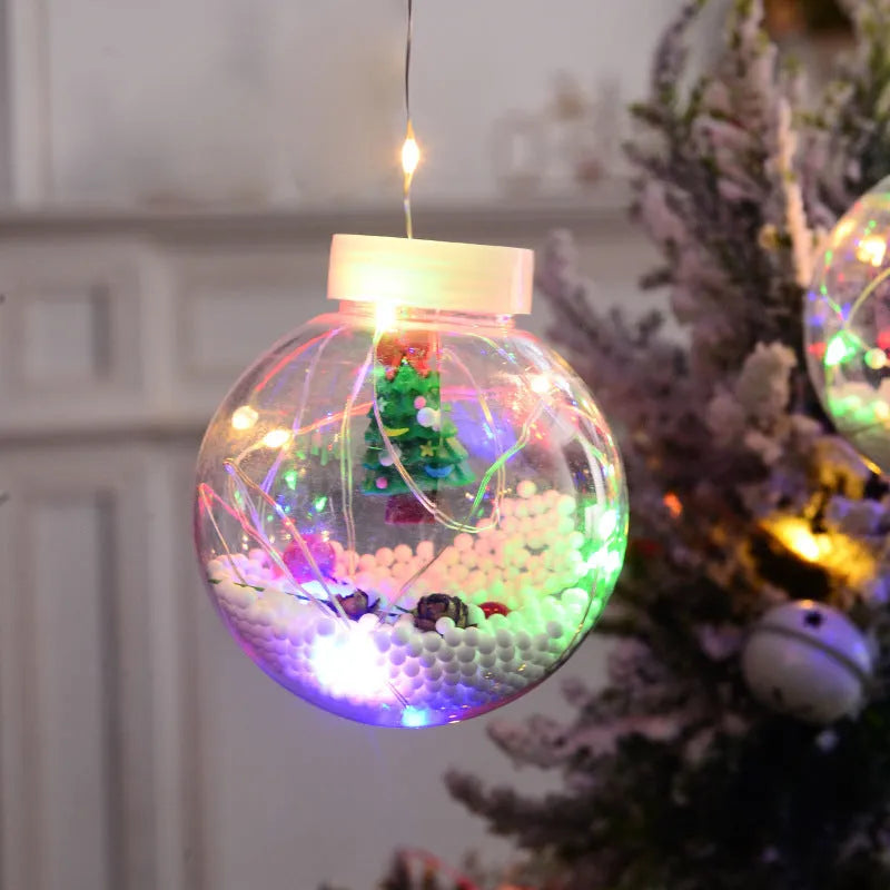 10-piece LED Christmas curtain lamp set with fairy snowman wishing ball designs for window decoration