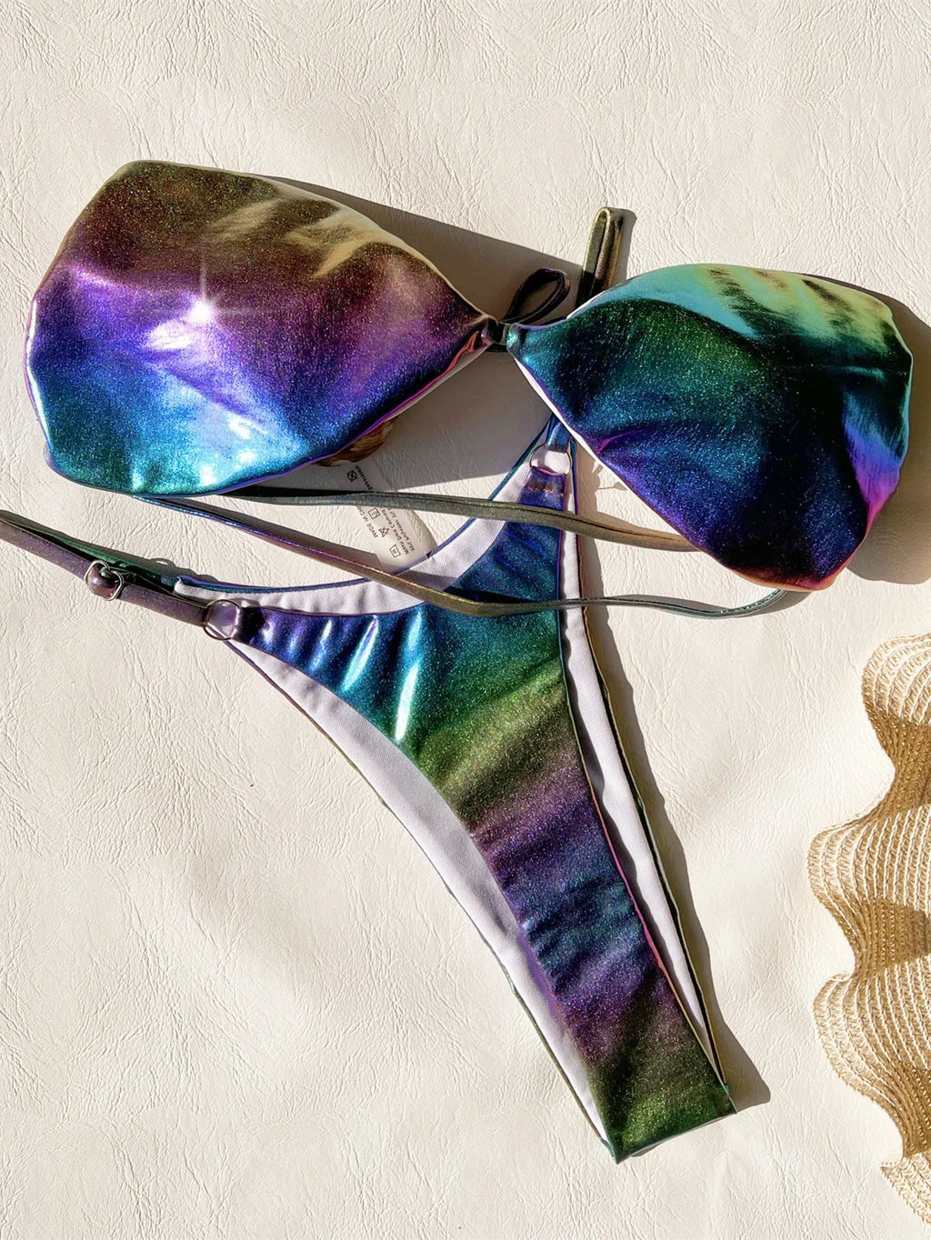 Women's gradient purple bikini swimsuit set on mannequin