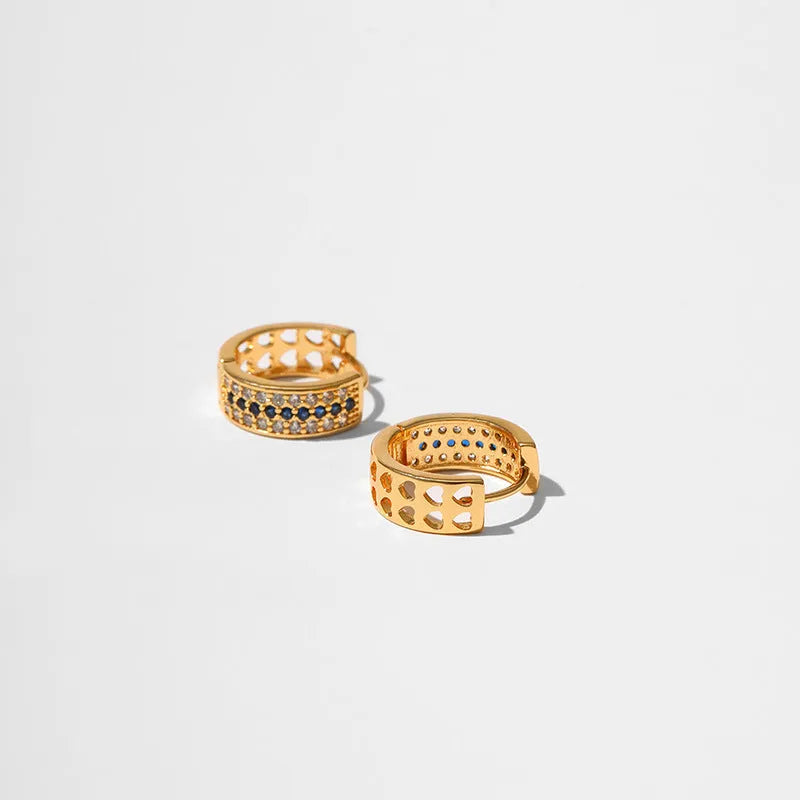 Women's round geometric copper earrings with 18K gold electroplating in KE1268 colour