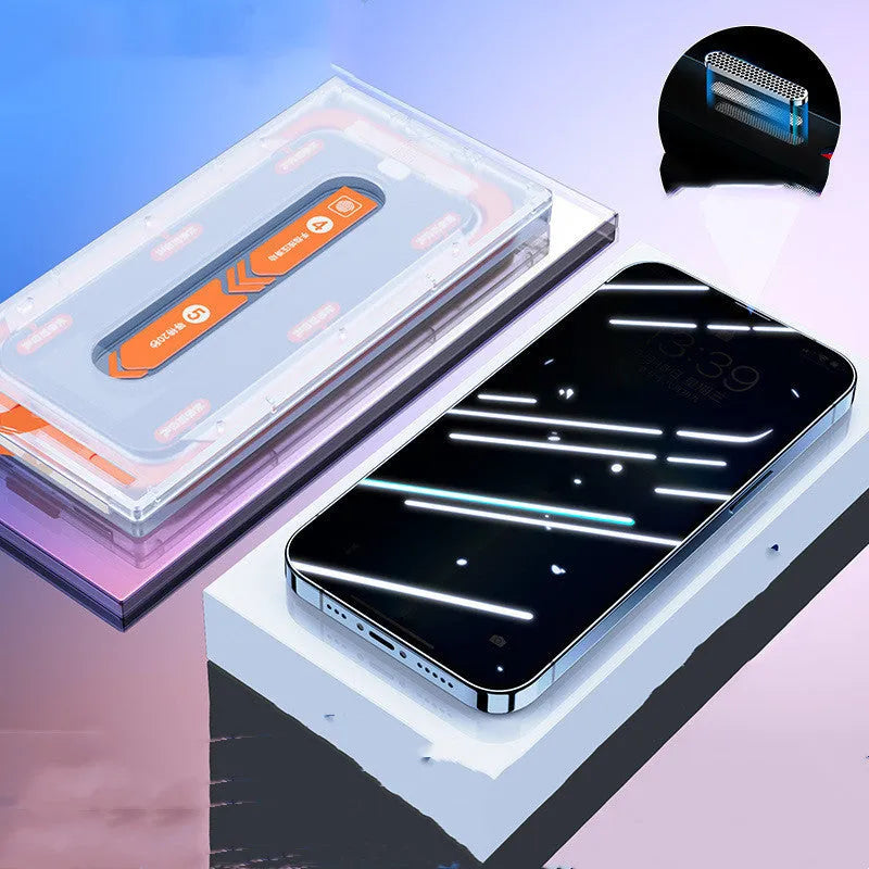 Anti-peep tempered glass screen protector for iPhone with dust-free clean room and HD electroplating