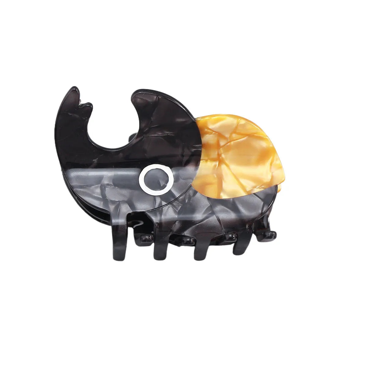 Handmade cellulose acetate insect brooch with beetle grip pin in green, orange, or white caterpillar designs
