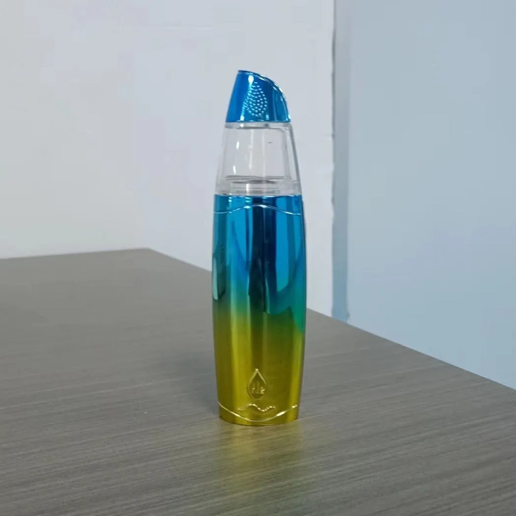 Peacock blue USB rechargeable handheld facial steamer with hydrogen-rich water mist function