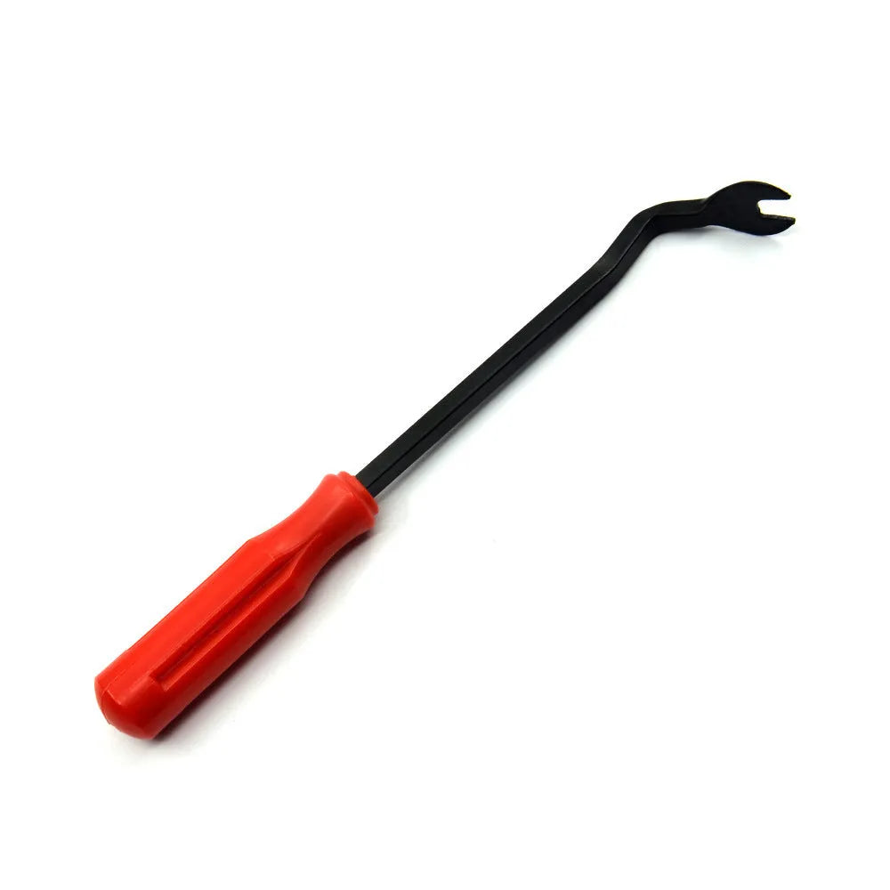 Red handle steel clip driver tool for General Motors door panel clip removal