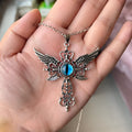Alloy devil wings cross necklace pendant in geometric design with colour options