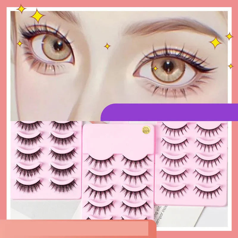 Set of 15 pairs of natural wispy false eyelashes for manga cosplay and Korean makeup styles 007 008 009