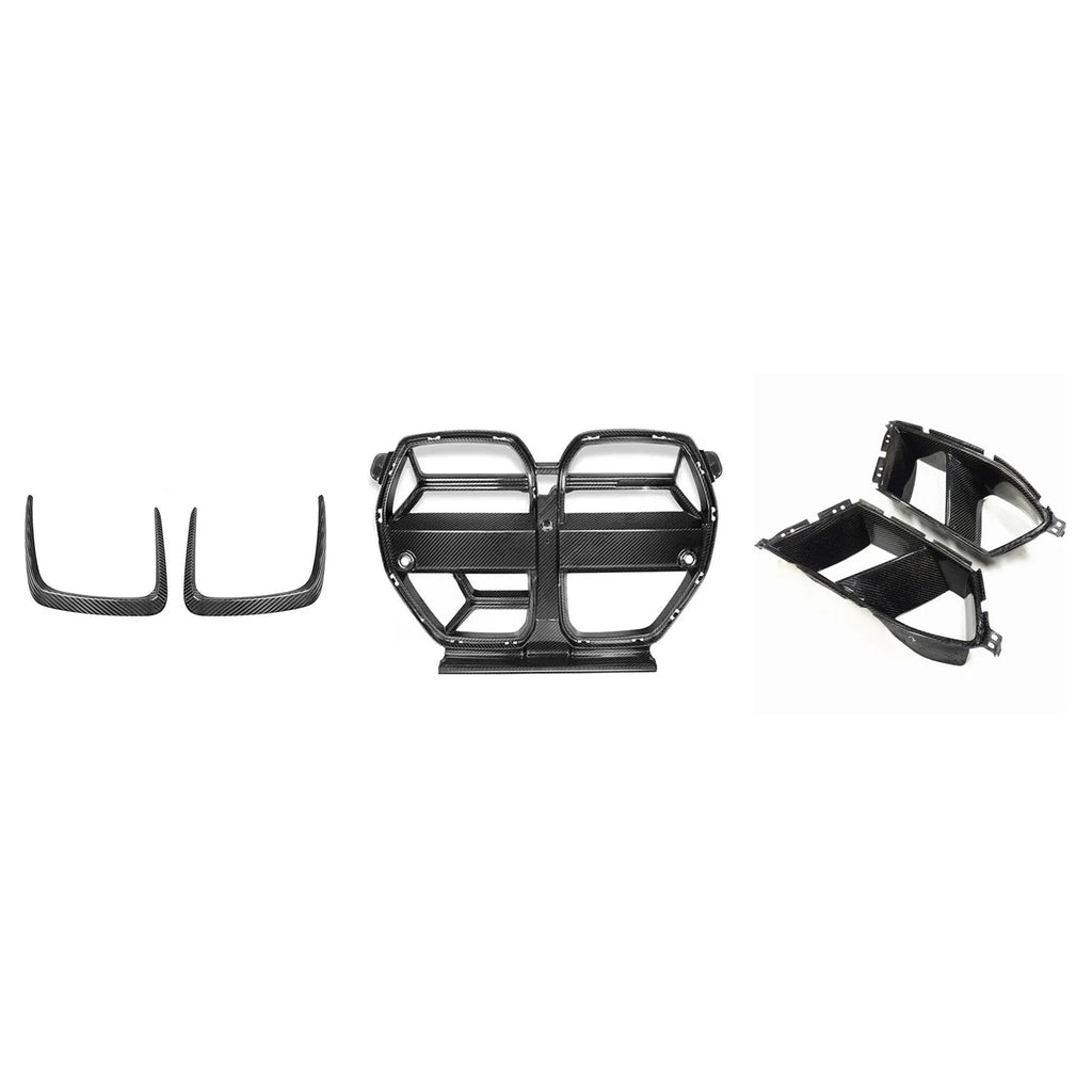 Dry carbon fibre front grille for BMW M3 M4 G80 G82 with 3K weave pattern