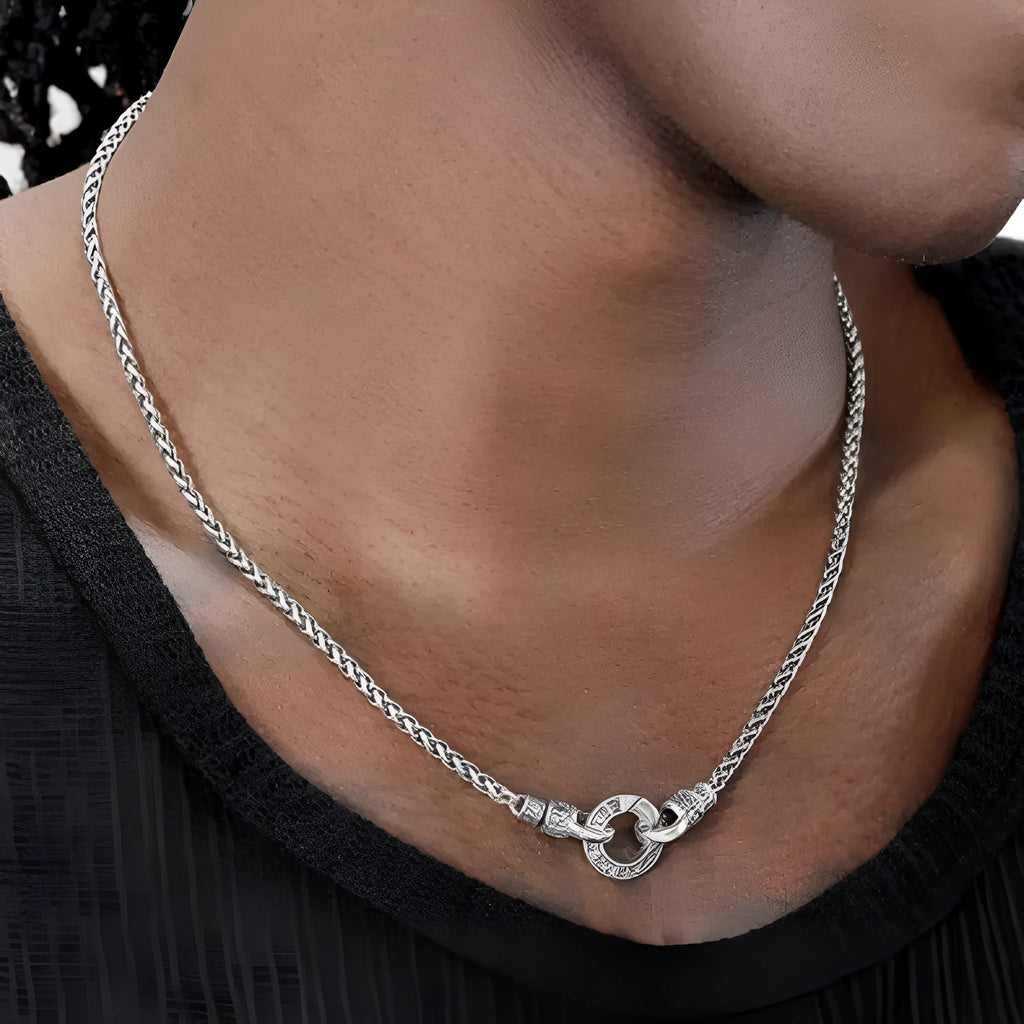 S925 sterling silver clavicle necklace with attached pendant in silver colour