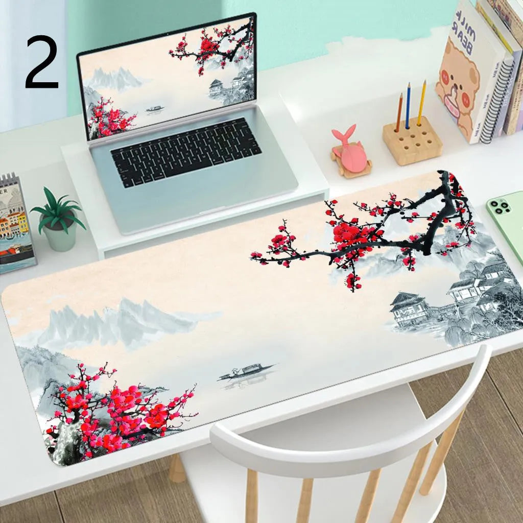 Large gaming mouse desk mat with rubber base, printed surface, multiple size options including 400x900mm
