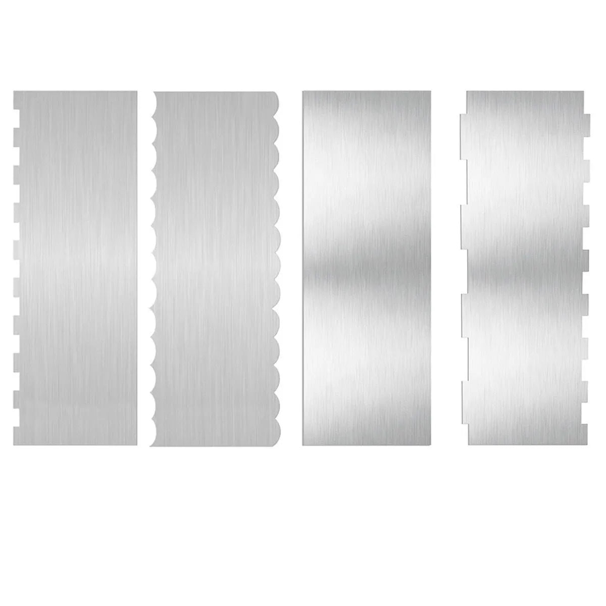 Stainless steel cream scraper with polygon pattern edges for cake decorating