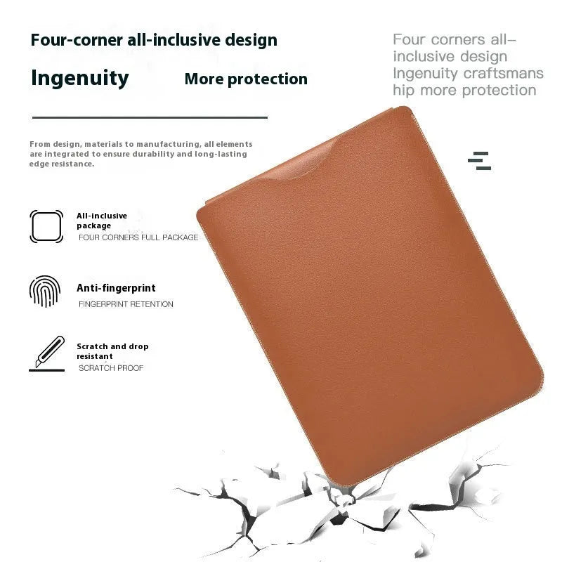 Set of four brown imitation leather laptop corner protector covers for MacBook Pro