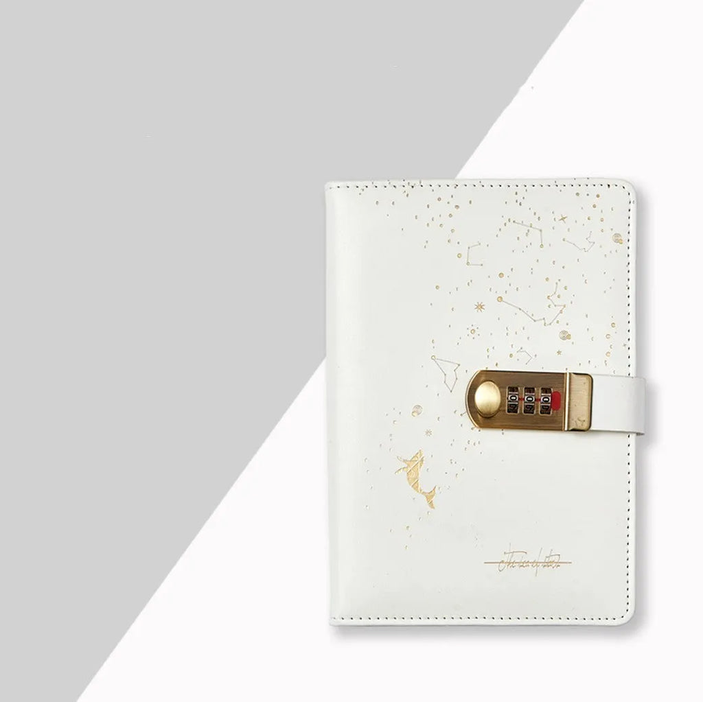 Password book diary with fingerprint lock A5 hard cover imitation leather lined notebook black colour