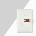 Password book diary with fingerprint lock A5 hard cover imitation leather lined notebook black colour