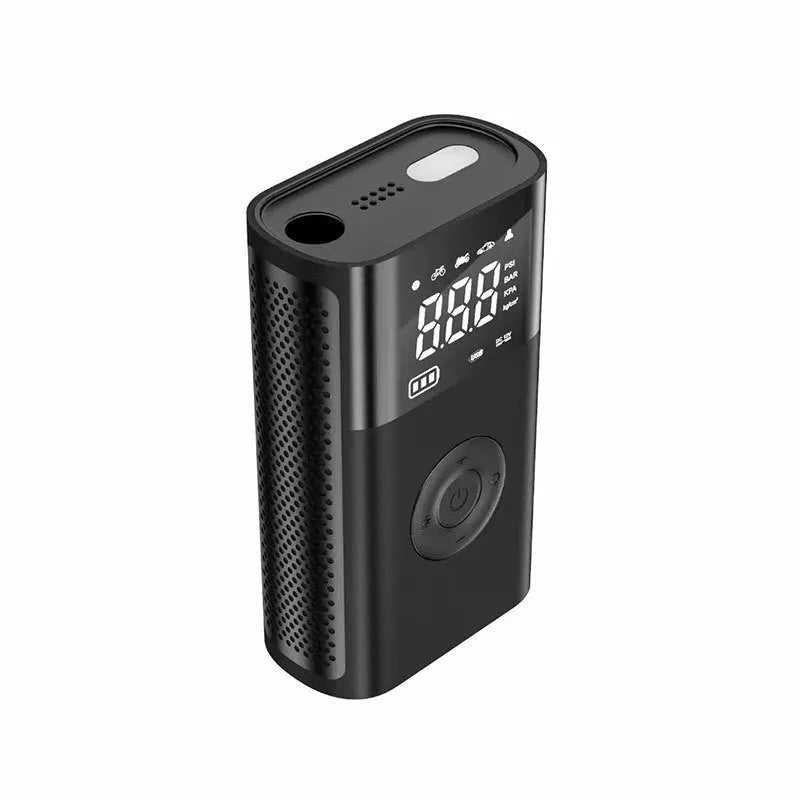 Wireless digital handheld air pump with LCD display and multiple attachments for car and bicycle tyres