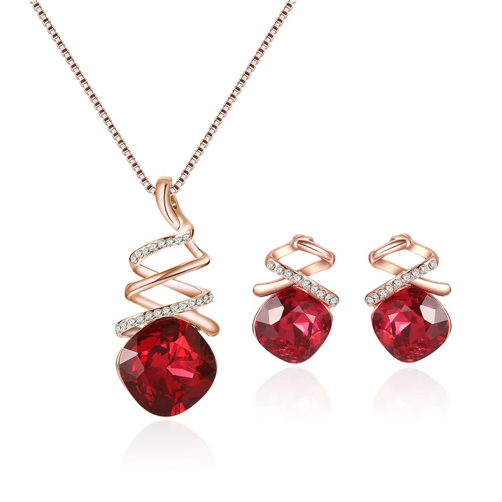 Women's alloy bridal jewellery set with adjustable necklace and matching earrings.