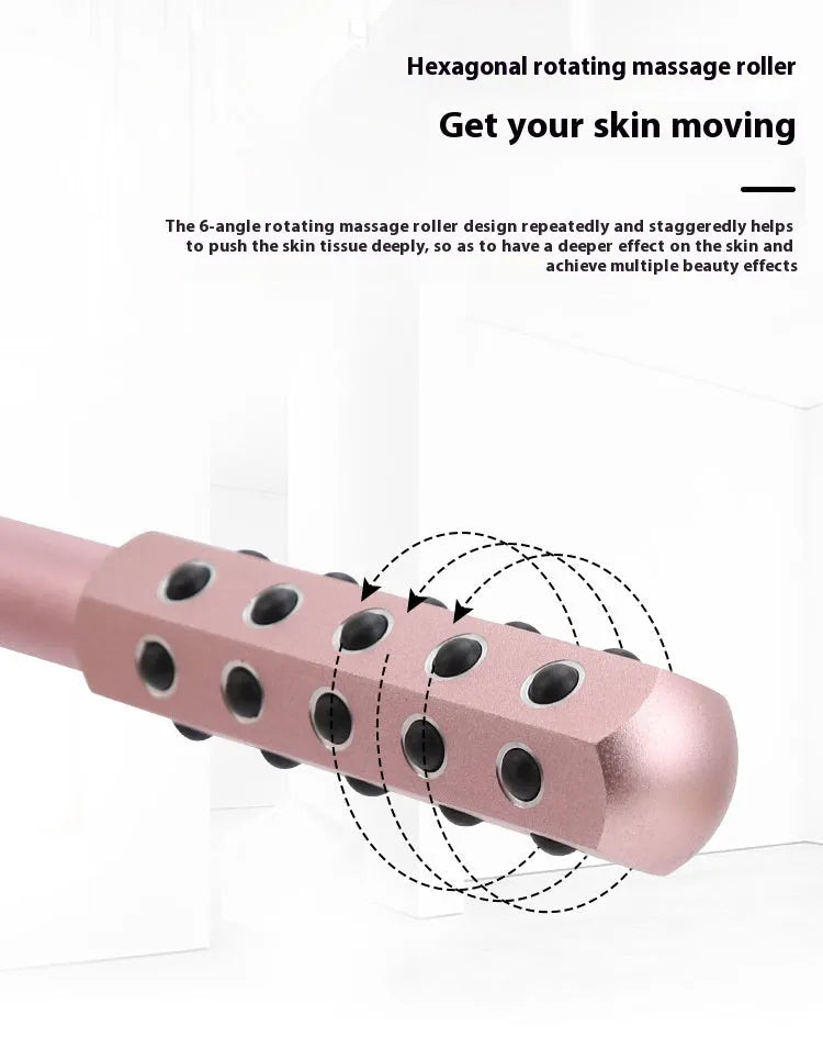 Purple germanium particle facial massage roller with 24 beads for manual skincare