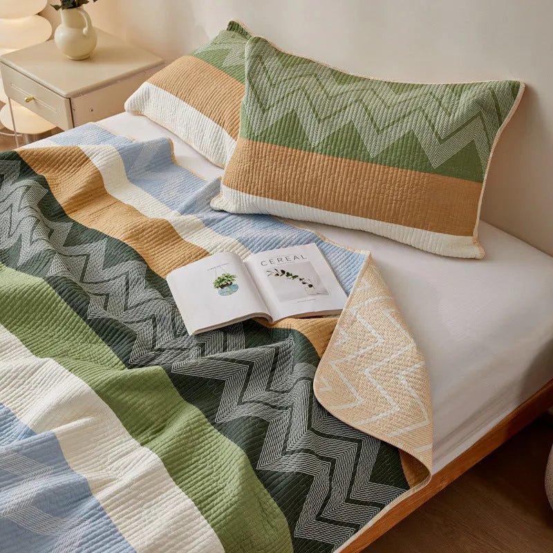 Pure cotton printed bed sheet set in a modern simplicity style for a 2.2 metre bed.