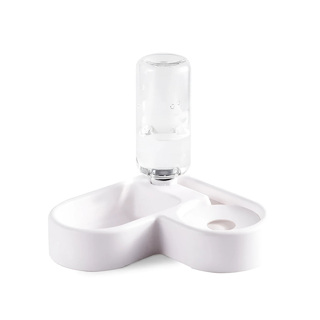 White cat water fountain with stainless steel top for indoor use.