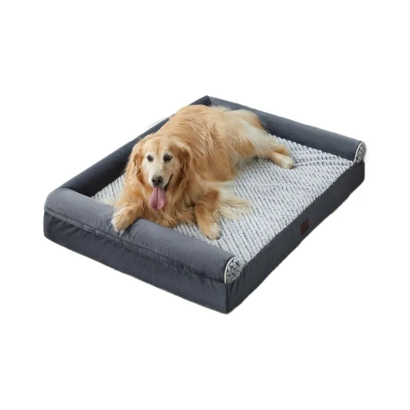 Rectangular cloth dog sleeping mat in gray with simple design for four seasons use