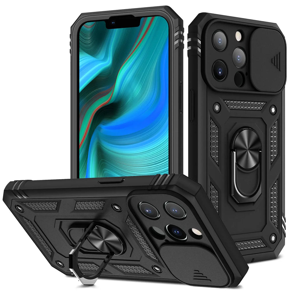Magnetic sliding window phone case for Apple iPhone in two-tone colours