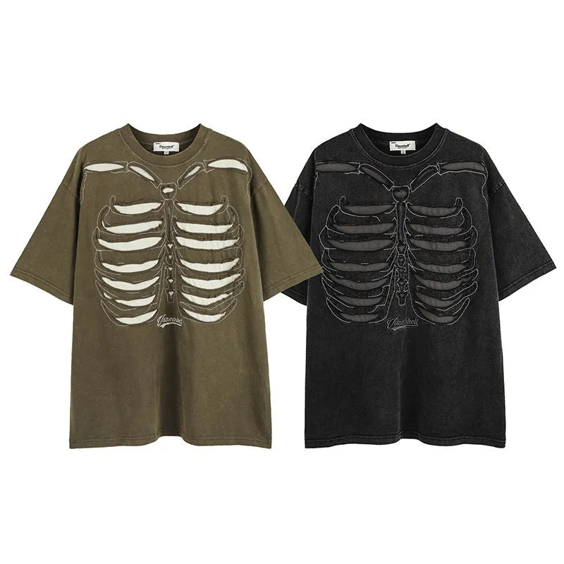 Dark high street style skull graphic short sleeve t-shirt in loose fit with drop shoulders.