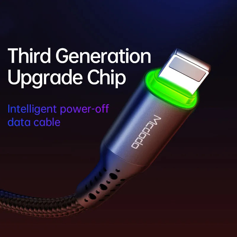 Black Apple USB charging cable with single-head connector, 1.2m length, on white background