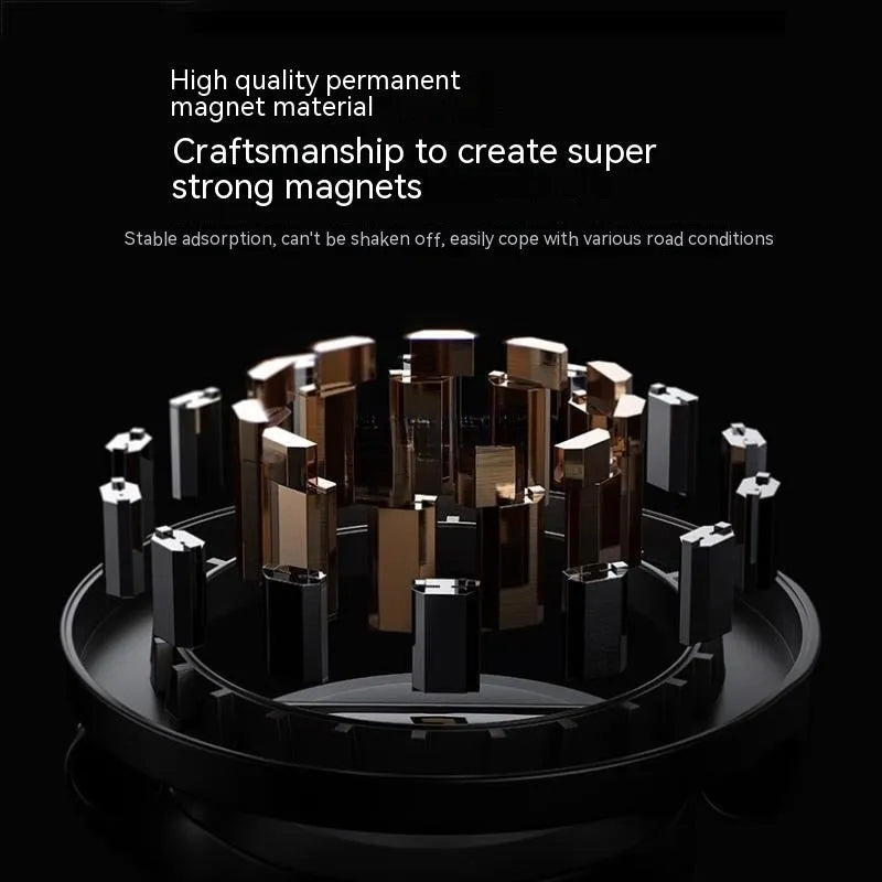 Magnetic car phone mount with all-metal construction and foldable design
