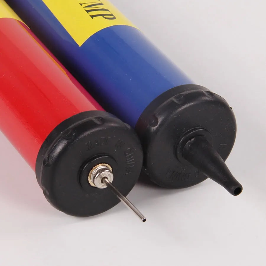 Manual plastic air pump for balls and balloons in mixed colours with size options from 6 to 12 inches