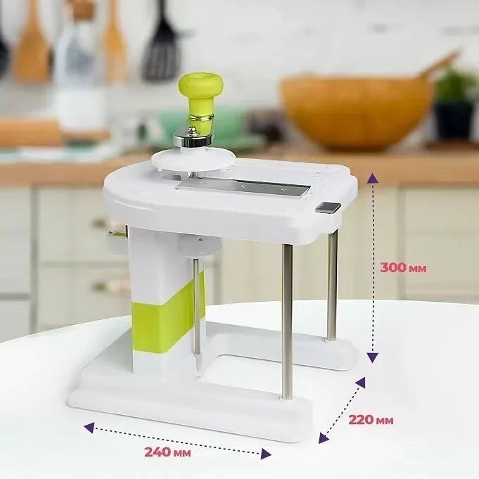 Beige kitchen slicer chopper with stainless steel blades for vegetable preparation