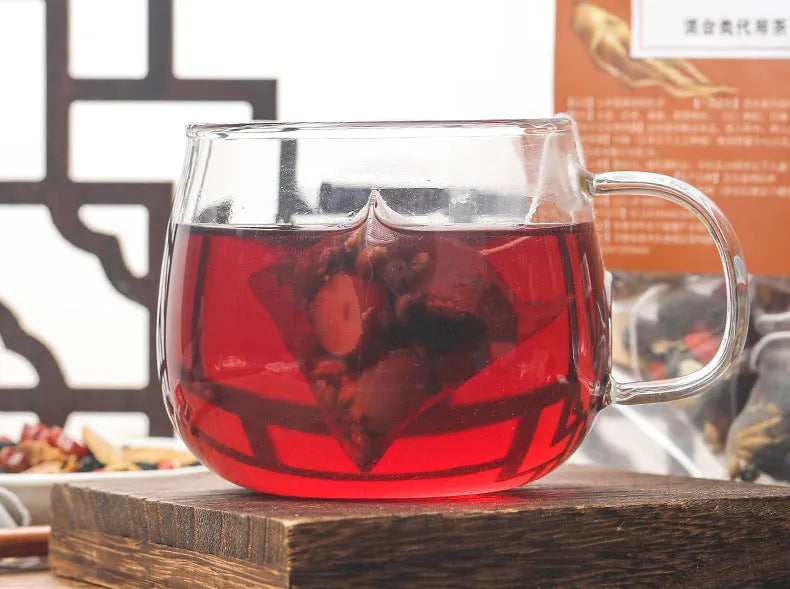 Bag of ginseng black wolfberry tea showing 40 individual sealed sachets.