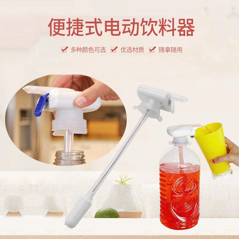 Electric pumping water device with press handle for milk and juice dispensing