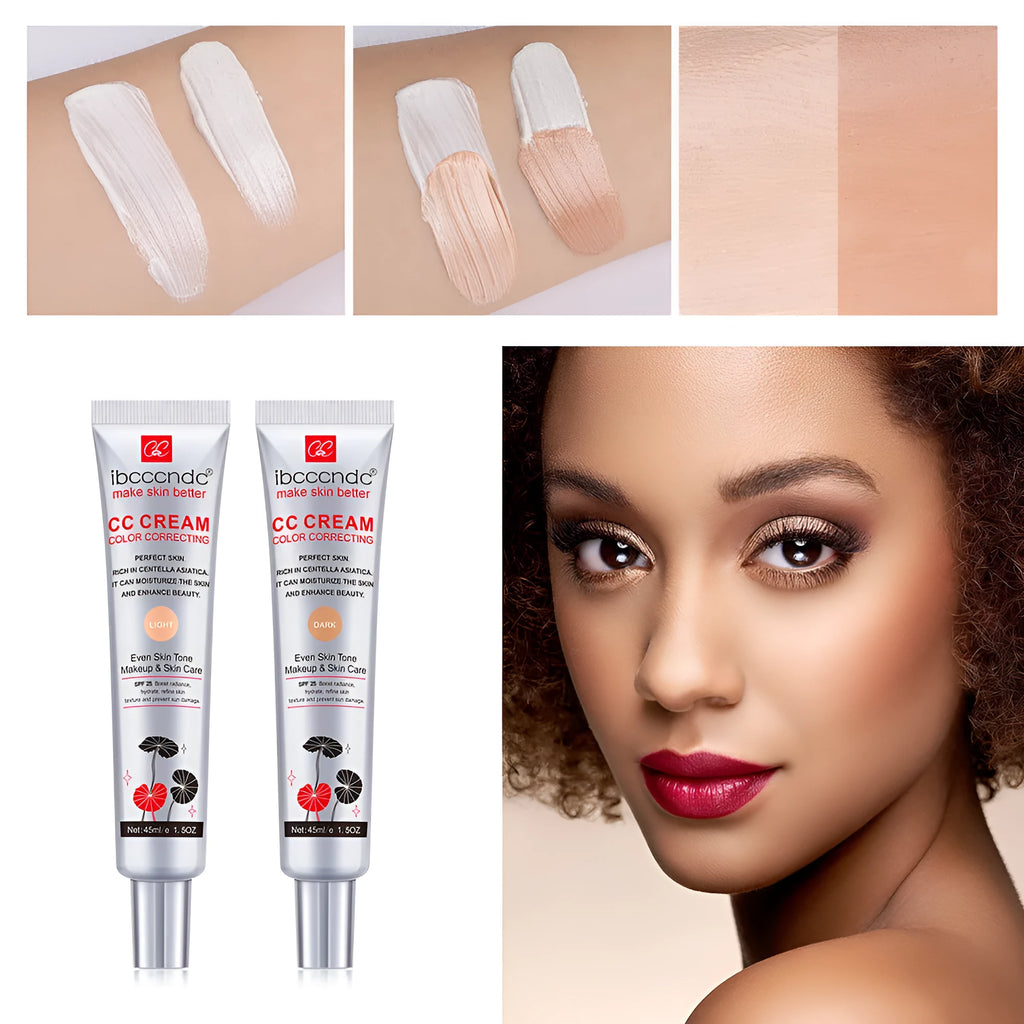 Erborian Centella Asiatica CC cream tube in light and dark shade options for colour-correcting makeup