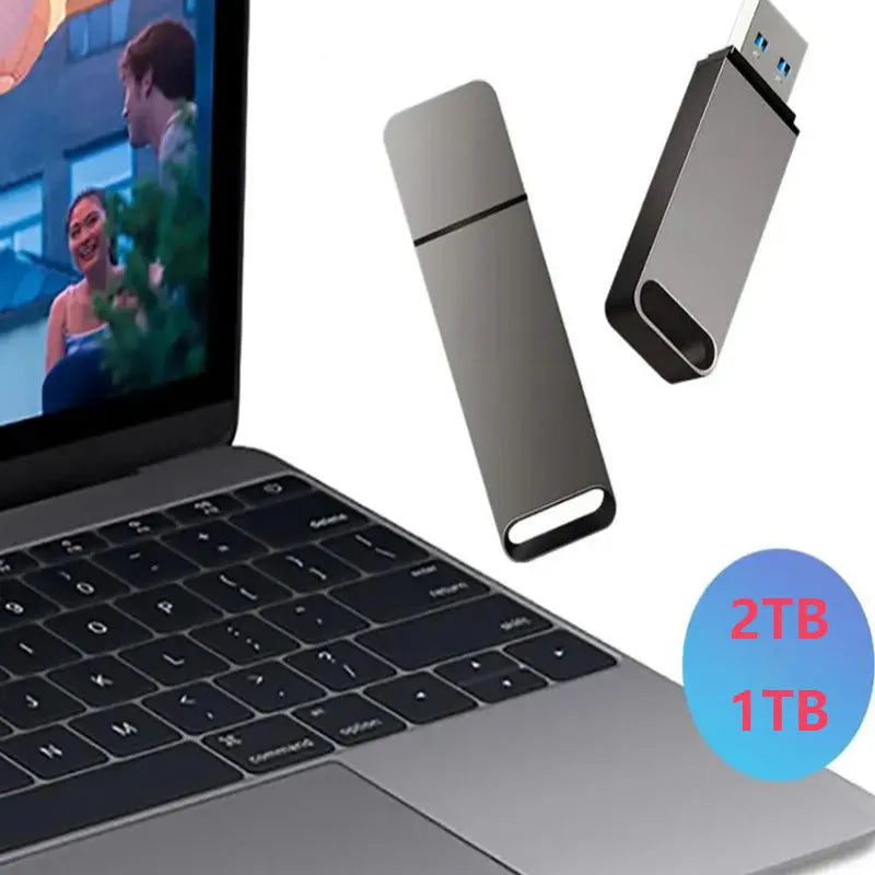 Metal USB flash drive in black, red, or silver colour with capacity options from 1TB to 16TB