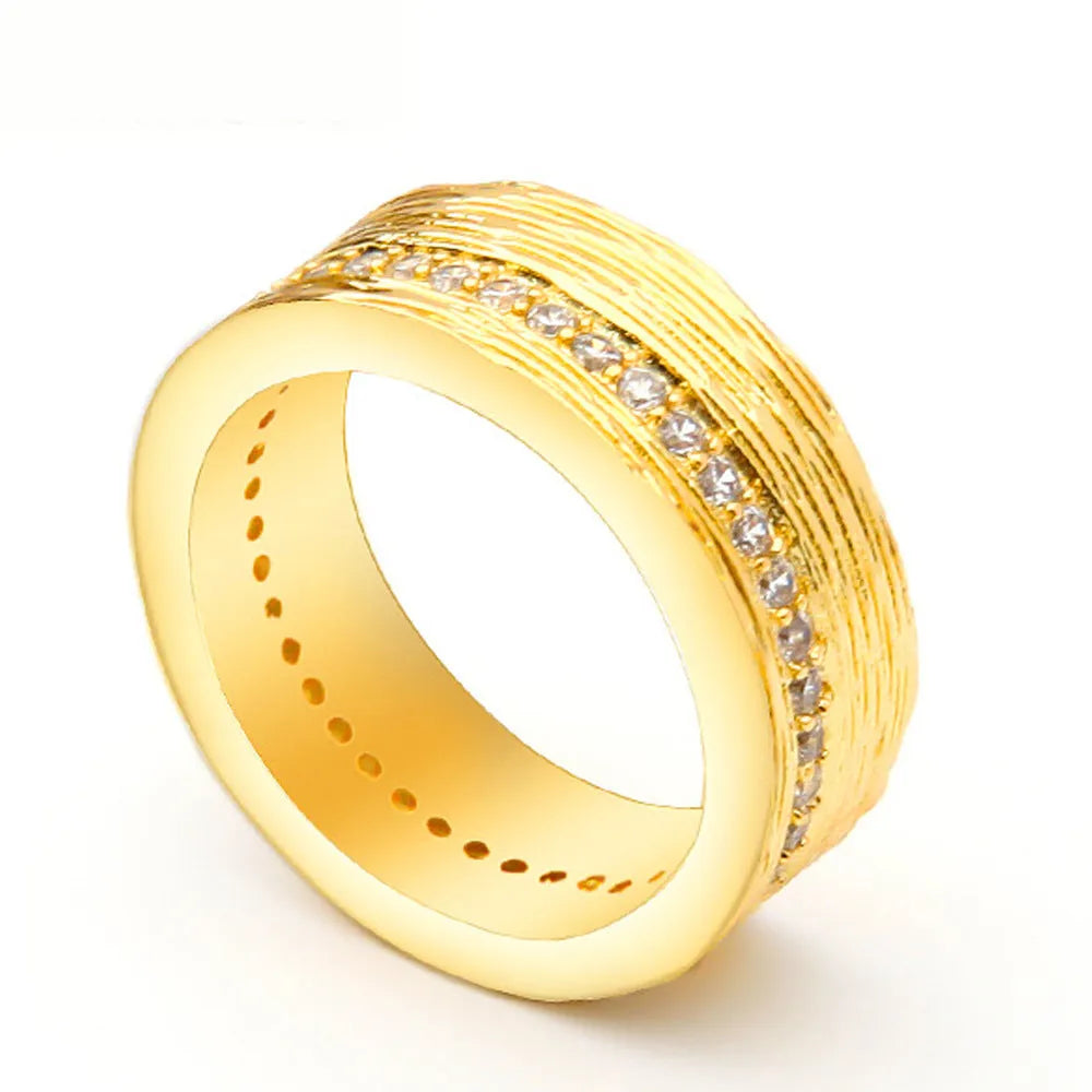 Geometric gold zircon ring for women showing angular design and electroplated finish