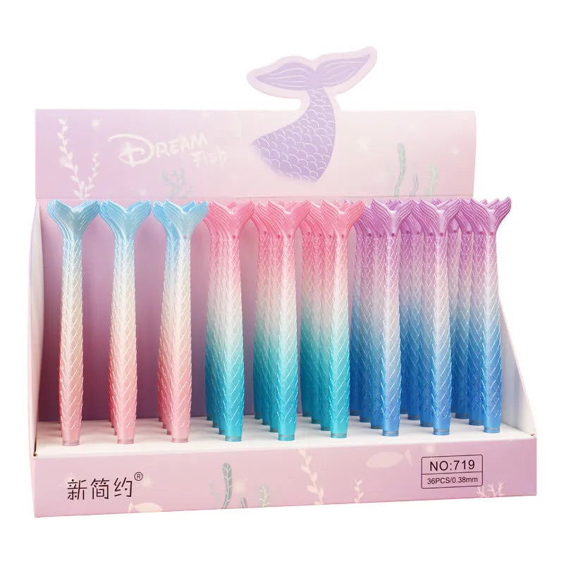 Creative cartoon mermaid pen with a 0.38mm fine tip and plastic shell.