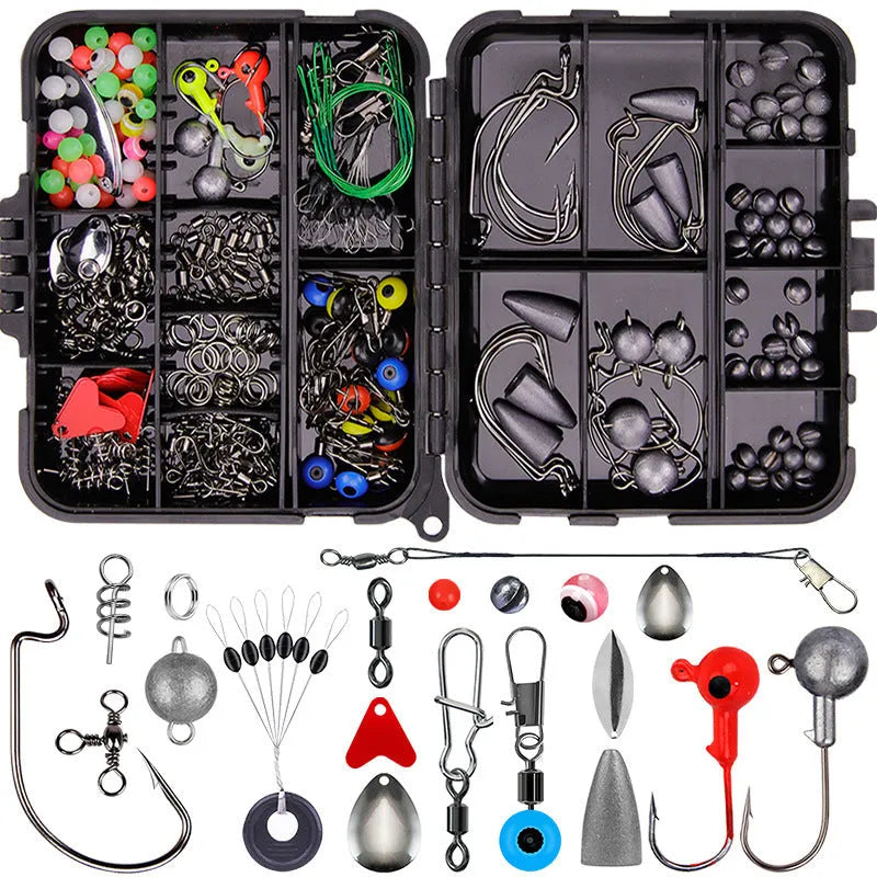 Weihe 257-piece fishing lure accessories set in ABS tackle box with hooks and weights