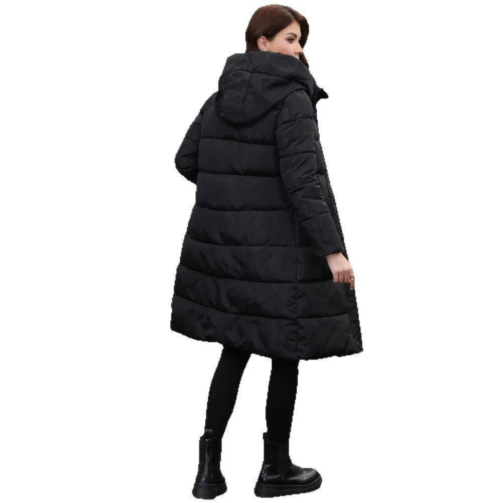 Black hooded slim fit men's cotton jacket with long sleeves for winter wear