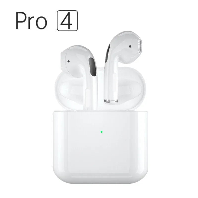 Pro4 White and Black wireless Bluetooth sports headset with in-ear design.
