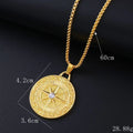 Geometric gold-tone women's necklace with inlaid zircon stones on a model.