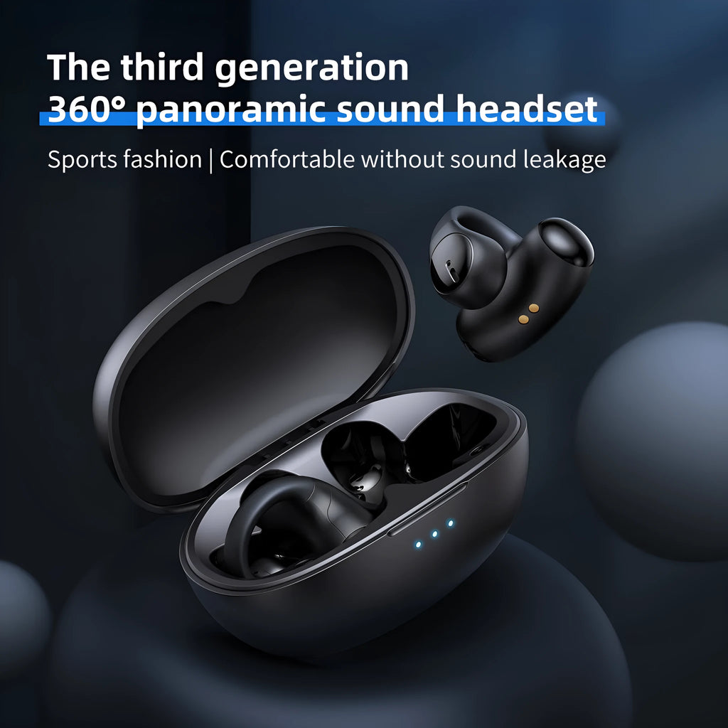 T306 black and white Bluetooth clip-on sports gaming headset with ear hook design