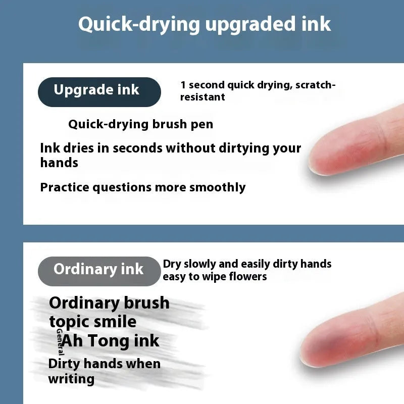 Pack of 10 quick-dry gel pen refill cartridges in black, red, blue, and ink blue for bullet-style pens.
