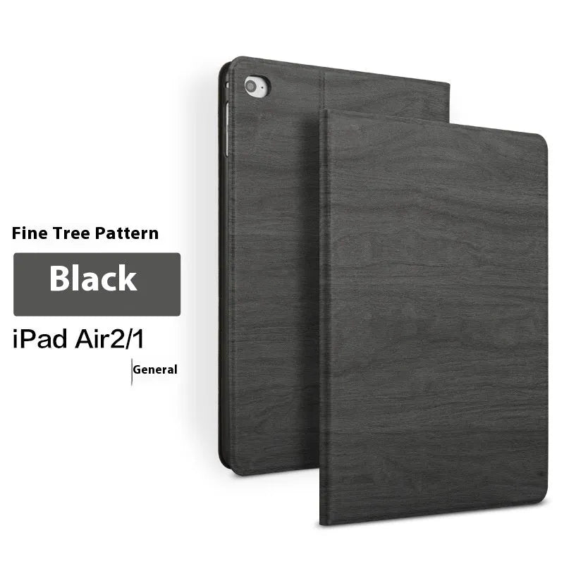 Sapphire blue imitation leather iPad cover with integrated sleep bracket standing upright.