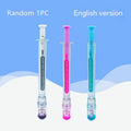 Vaccine design gel pen with black 0.5mm refill and plastic cap, measuring 15.7cm