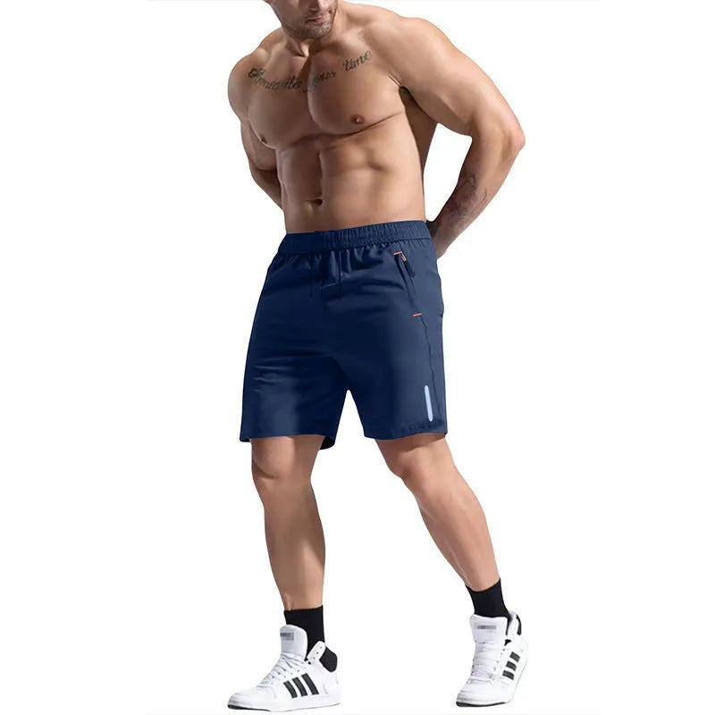 Men's grey elastic waist sports shorts made from a bamboo fibre blend fabric.