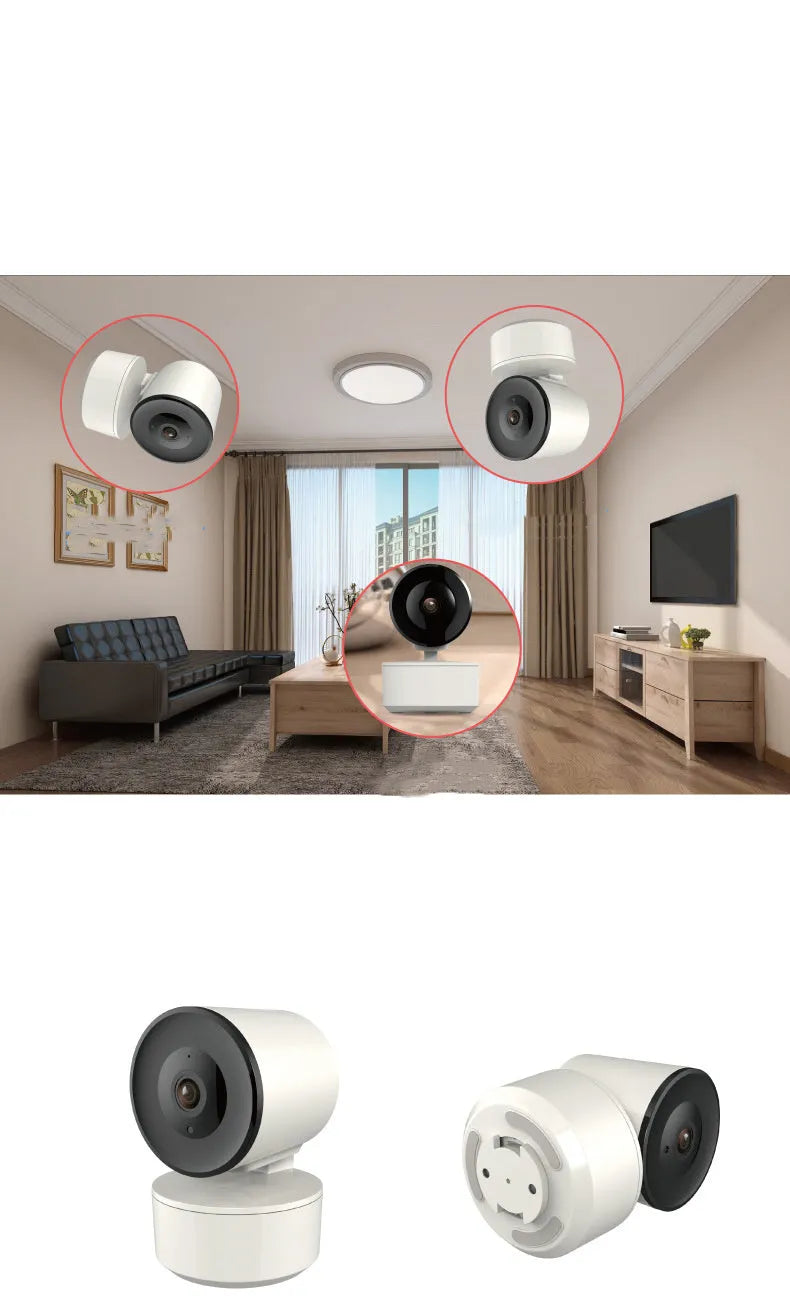 Smart wifi security camera with 1080p resolution and PTZ rotation for indoor monitoring