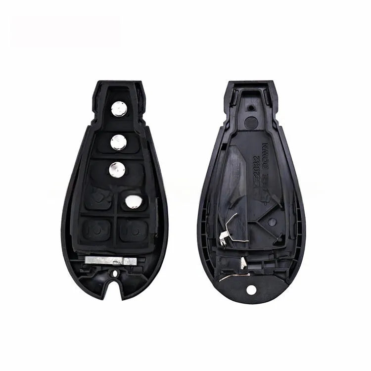 ABS brass replacement car key shell for Dodge and Chrysler vehicles, showing dimensions