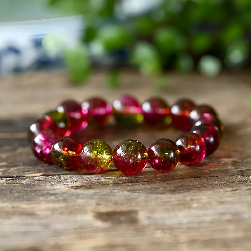 Handmade watermelon crystal bracelet for women in casual pastoral style