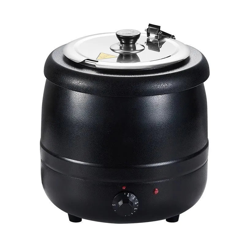 10-litre stainless steel electric heating insulation pot with large mouth cover for soup and porridge temperature maintenance