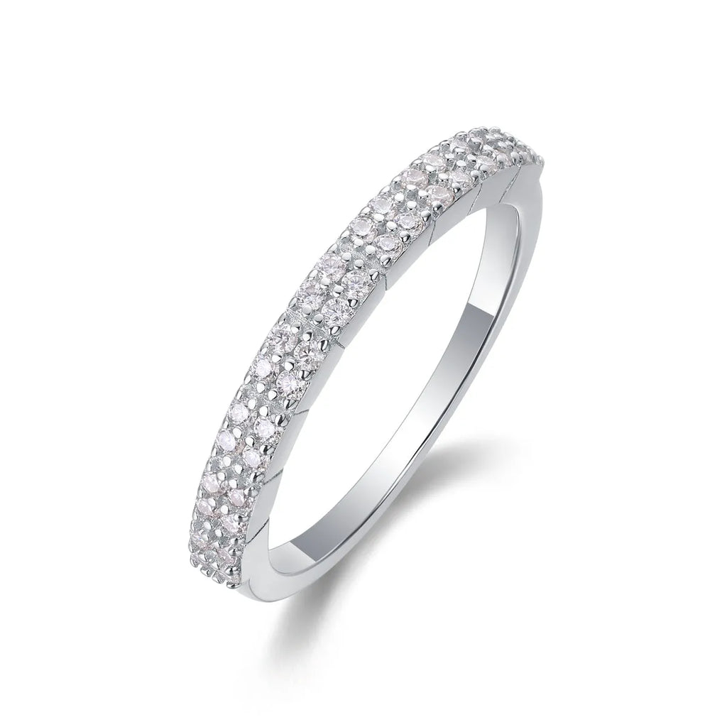 For Love moissanite wedding ring set in S925 silver with platinum plate, gold colour, size option, in gift box
